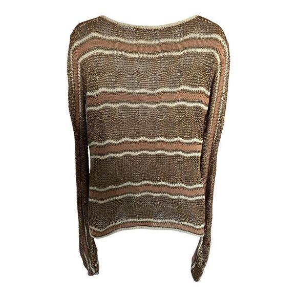 SIBERIAN Knitted Woman Sweater Dark Gold Color Striped In Nudes Printed Size S - Picture 4 of 7